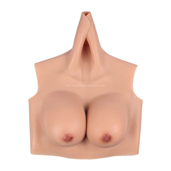 High Neck Silicone Breast Forms Crossdresser Boobs Drag Queen Breastplate D Cup (Thin) (10)
