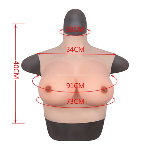 High Neck Silicone Breast Forms Crossdresser Boobs Drag Queen Breastplate E Cup (Thin) (1)
