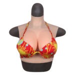high neck silicone breast forms crossdresser boobs drag queen breastplate v4 (thin) f cup