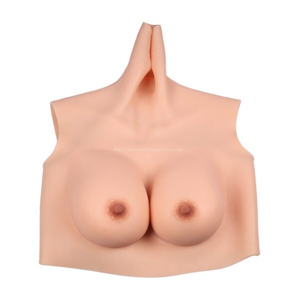 High Neck Silicone Breast Forms Drag Queen Breastplate Crossdresser Boobs C Cup for Summer (Thin) (10)