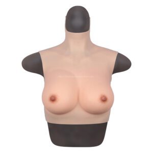 High Neck Silicone Breast Forms Drag Queen Breastplate Crossdresser Boobs C Cup for Summer (Thin) (2)