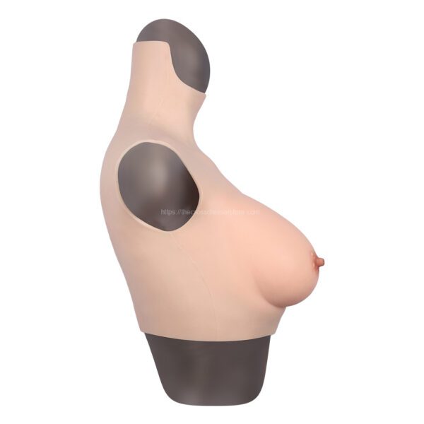 High Neck Silicone Breast Forms Drag Queen Breastplate Crossdresser Boobs C Cup for Summer (Thin) (4)