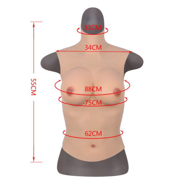 High Neck Silicone Breast Forms Half Body Crossdresser Boobs Drag Queen Breastplate C Cup (1)