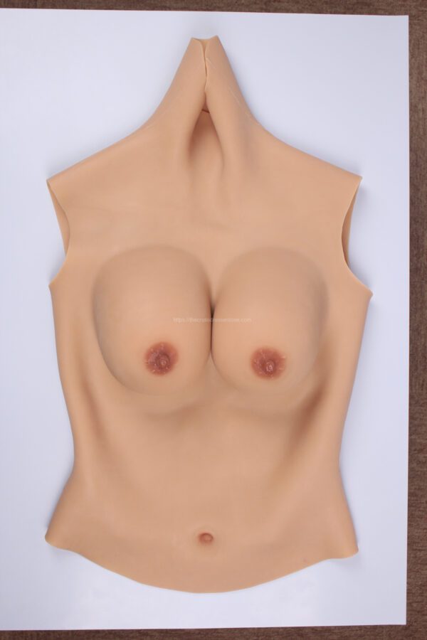 High Neck Silicone Breast Forms Half Body Crossdresser Boobs Drag Queen Breastplate C Cup（11） (36)