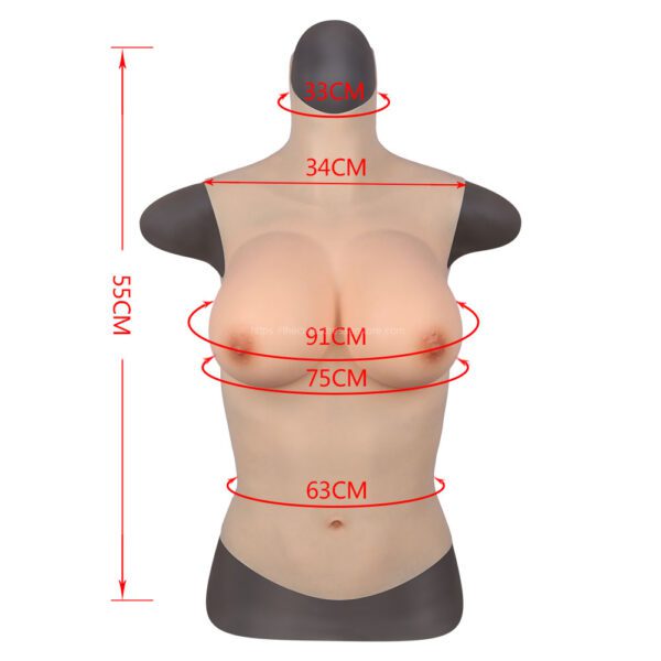 High Neck Silicone Breast Forms Half Body Crossdresser Boobs Drag Queen Breastplate D Cup (1)