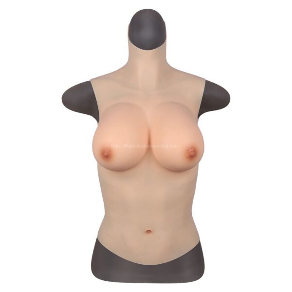 High Neck Silicone Breast Forms Half Body Crossdresser Boobs Drag Queen Breastplate D Cup (2)