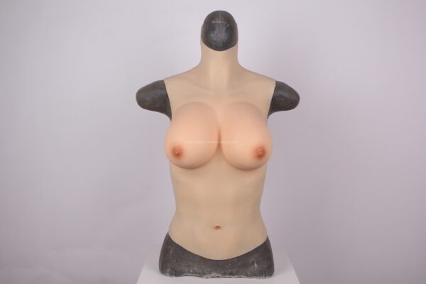 High Neck Silicone Breast Forms Half Body Crossdresser Boobs Drag Queen Breastplate D Cup(16)