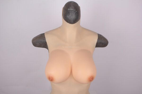 High Neck Silicone Breast Forms Half Body Crossdresser Boobs Drag Queen Breastplate D Cup(30)
