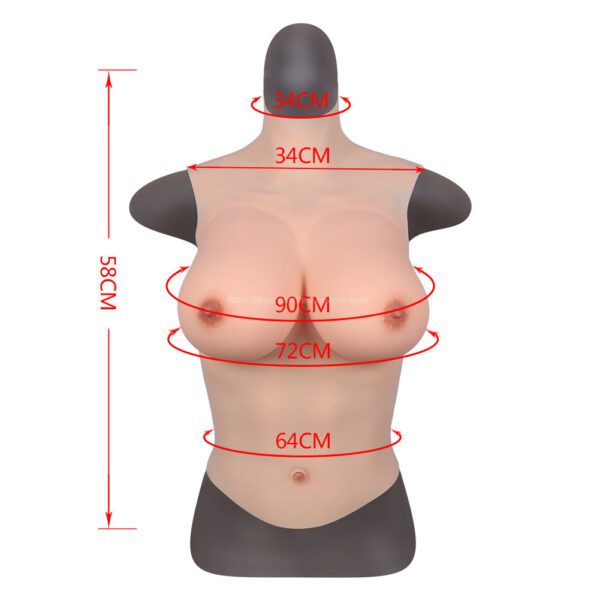 High Neck Silicone Breast Forms Half Body Crossdresser Boobs Drag Queen Breastplate F Cup (1)