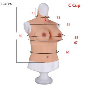 High Neck Silicone Breast Forms Half Body Crossdresser Boobs Drag Queen Breastplate V6 C Cup (1)