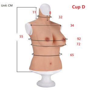 High Neck Silicone Breast Forms Half Body Crossdresser Boobs Drag Queen Breastplate V6 D Cup (1)