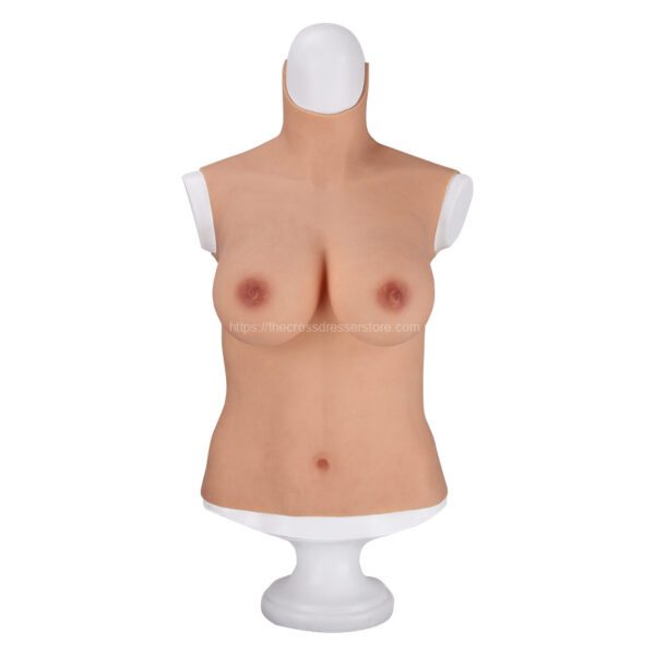 High Neck Silicone Breast Forms Half Body Crossdresser Boobs Drag Queen Breastplate V6 D Cup (4)