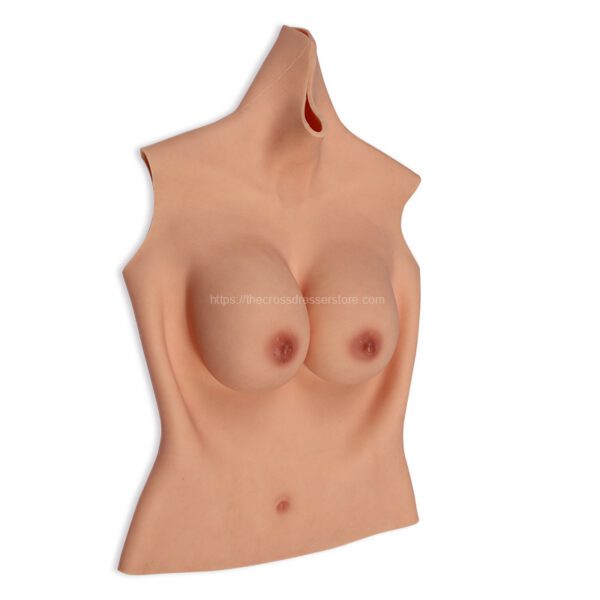High Neck Silicone Breast Forms Half Body Crossdresser Boobs Drag Queen Breastplate V6 D Cup (8)