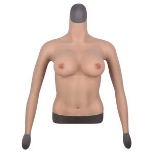 High Neck Silicone Breast Forms Half Body Long Sleeve Crossdresser Boobs D Cup (2)