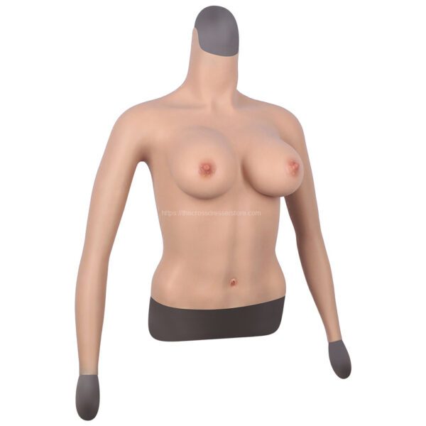 High Neck Silicone Breast Forms Half Body Long Sleeve Crossdresser Boobs D Cup (3)