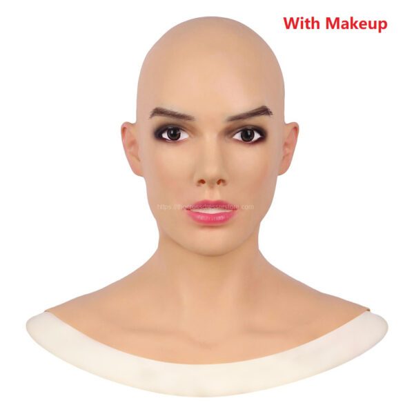 Realistic Silicone Head Mask Crossdresser Masks with Shoulder Female Amber (2) - Copy