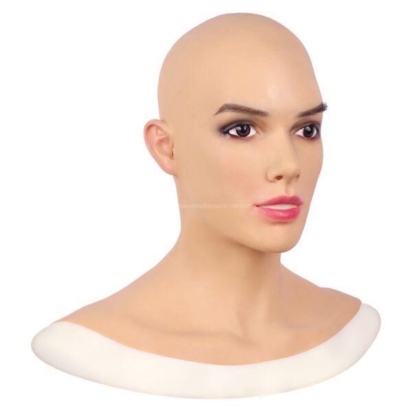 Realistic Silicone Head Mask Crossdresser Masks with Shoulder Female Amber (3)