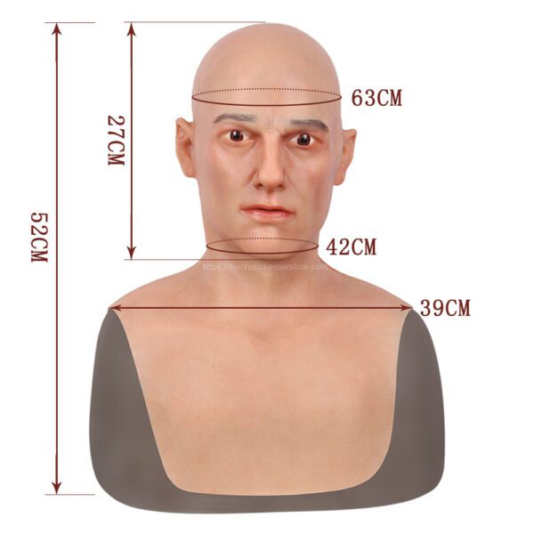 Realistic Silicone Head Mask Crossdresser Masks with Shoulder Male George (1)