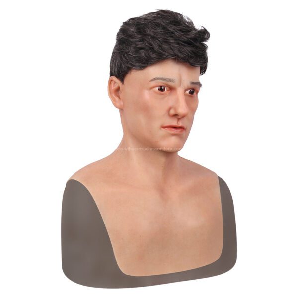 Realistic Silicone Head Mask Crossdresser Masks with Shoulder Male George (6)