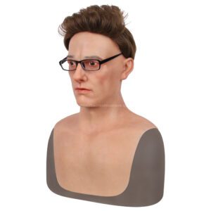 Realistic Silicone Head Mask Crossdresser Masks with Shoulder Male George (9)