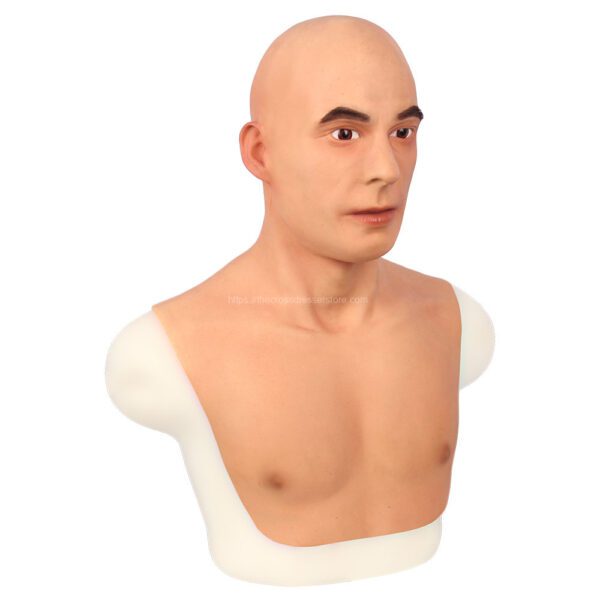 Realistic Silicone Head Mask Crossdresser Masks with Shoulder Male Johnny (3)
