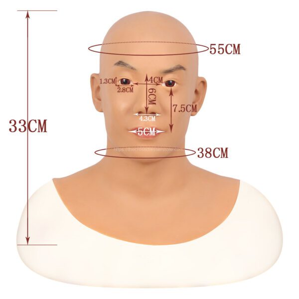 Realistic Silicone Head Mask Crossdresser Masks with Shoulder Male Justin (1)