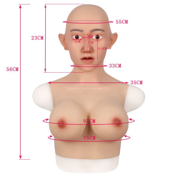 Realistic Silicone Head Mask with Breast Forms for Crossdresser Trangender Aneesha (11)