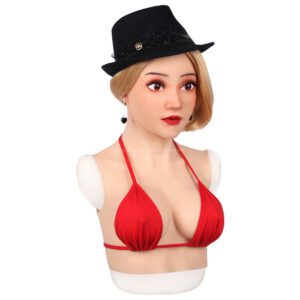 Realistic Silicone Head Mask with Breast Forms for Crossdresser Trangender Avalon (10)