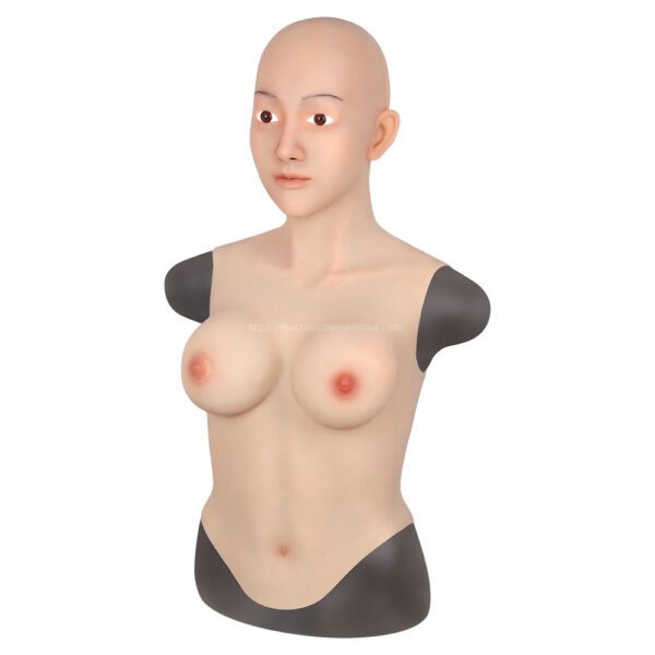 Realistic Silicone Head Mask with Breast Forms for Crossdresser Trangender Destiney (4)