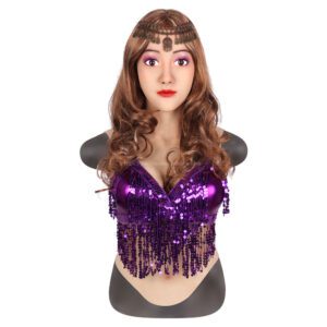 Realistic Silicone Head Mask with Breast Forms for Crossdresser Trangender Destiney (7)