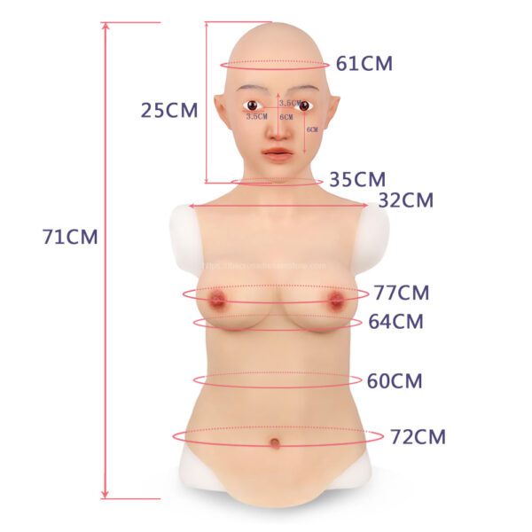 Realistic Silicone Head Mask with Breast Forms for Crossdresser Trangender Giana (17)