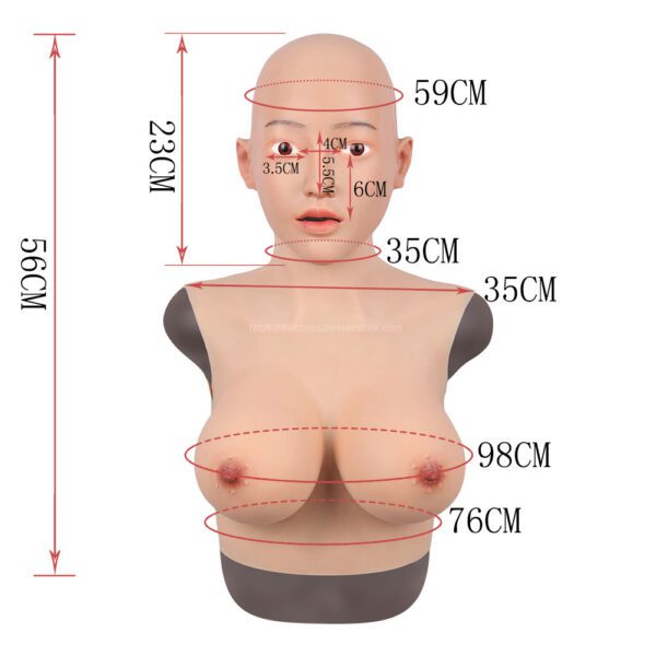 Realistic Silicone Head Mask with Breast Forms for Crossdresser Trangender Hayley (13)