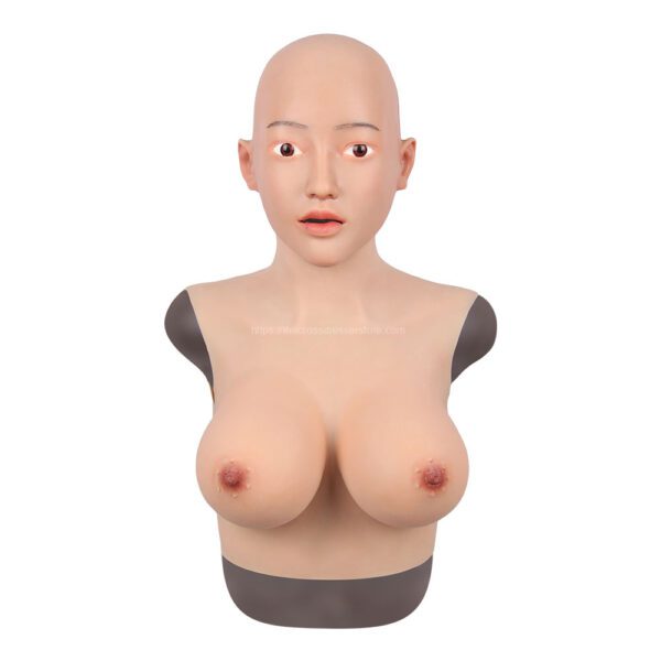 Realistic Silicone Head Mask with Breast Forms for Crossdresser Trangender Hayley (2)