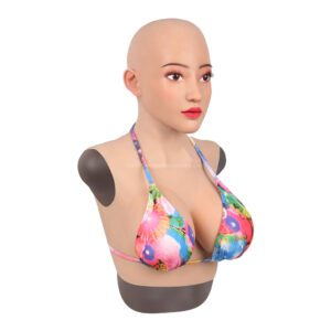 Realistic Silicone Head Mask with Breast Forms for Crossdresser Trangender Hayley (6)