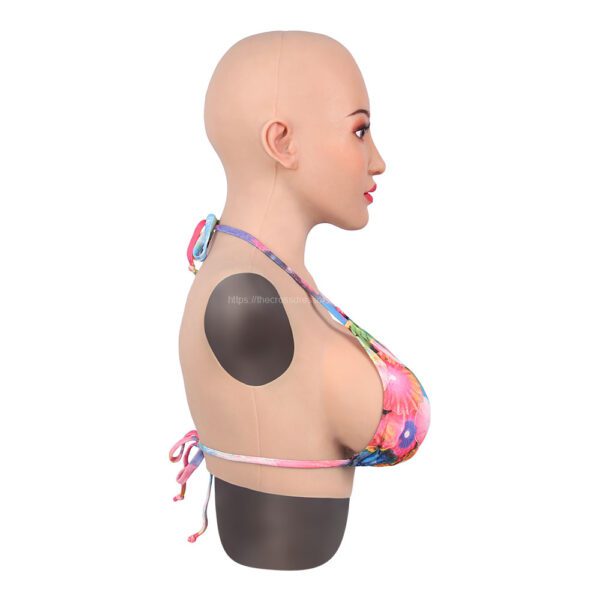 Realistic Silicone Head Mask with Breast Forms for Crossdresser Trangender Hayley (7)