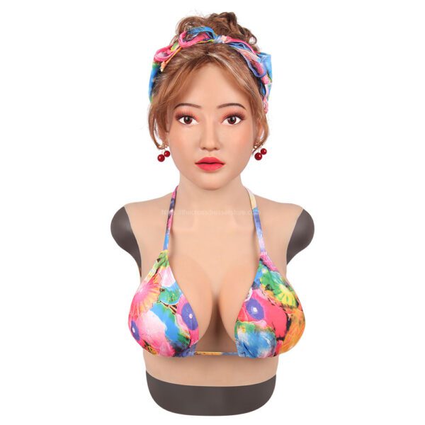 Realistic Silicone Head Mask with Breast Forms for Crossdresser Trangender Hayley (8)