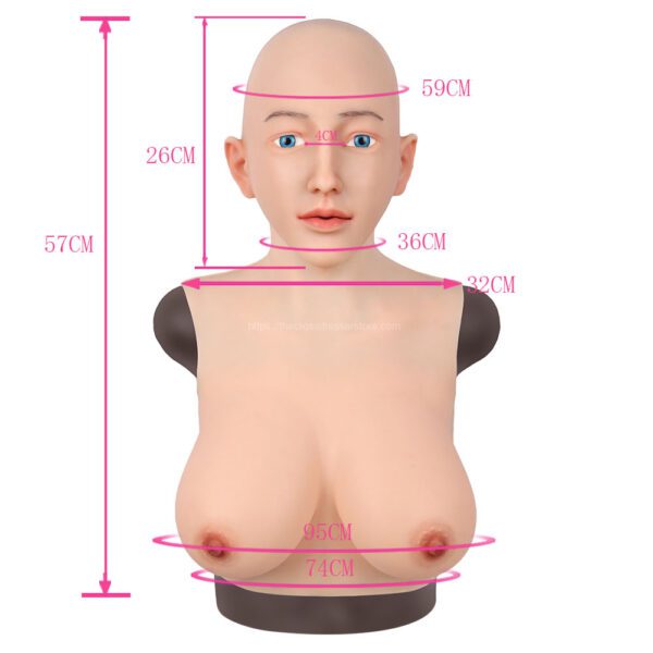 Realistic Silicone Head Mask with Breast Forms for Crossdresser Trangender Lilah (1)