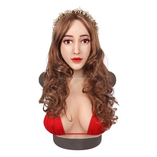 Realistic Silicone Head Mask with Breast Forms for Crossdresser Trangender Lilah (10)