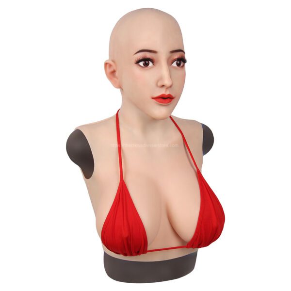 Realistic Silicone Head Mask with Breast Forms for Crossdresser Trangender Lilah (6)