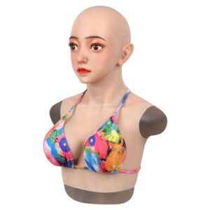 Realistic Silicone Head Mask with Breast Forms for Crossdresser Trangender Nicola (7)