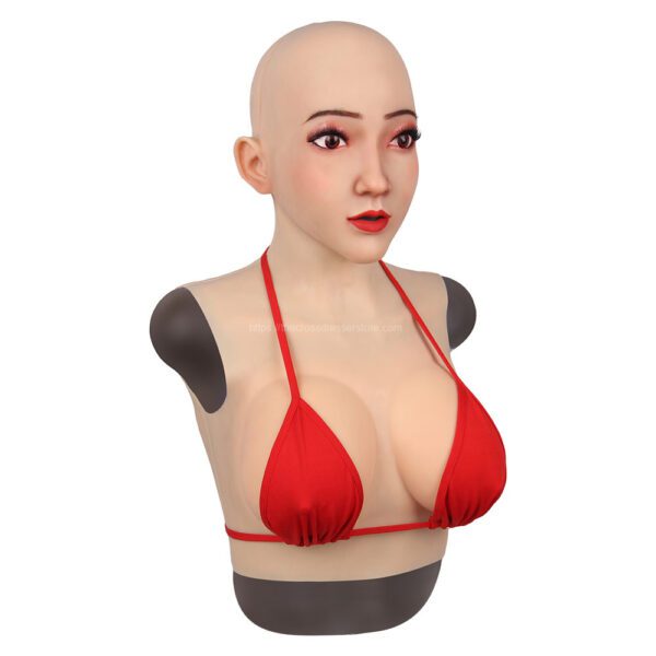 Realistic Silicone Head Mask with Breast Forms for Crossdresser Trangender Sarah (6)