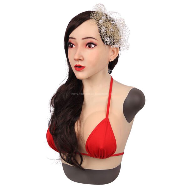 Realistic Silicone Head Mask with Breast Forms for Crossdresser Trangender Sarah (9)
