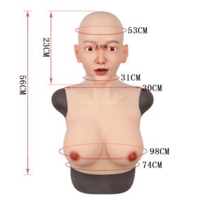 Realistic Silicone Head Mask with Breast Forms for Crossdresser Trangender Whitney (11)