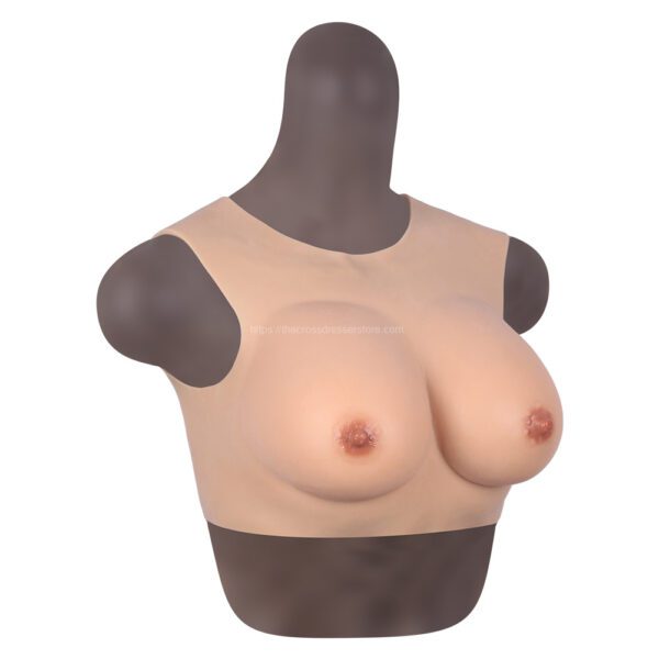 Round Neck Silicone Breast Forms Crossdresser Boobs Drag Queen Breastplate C Cup (Thin) (3)