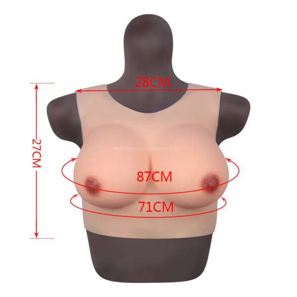 Round Neck Silicone Breast Forms Crossdresser Boobs Drag Queen Breastplate D Cup (Thin) (1)