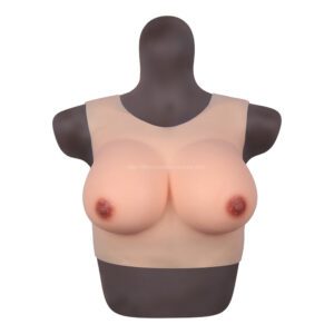 Round Neck Silicone Breast Forms Crossdresser Boobs Drag Queen Breastplate D Cup (Thin) (3)