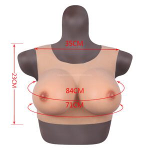 Round Neck Silicone Breast Forms Crossdresser Boobs Drag Queen Breastplate F Cup (Thin) (1)