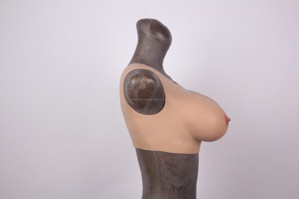 Round Neck Silicone Breast Forms Crossdresser Boobs Drag Queen Breastplate F Cup (Thin)（10） (7)