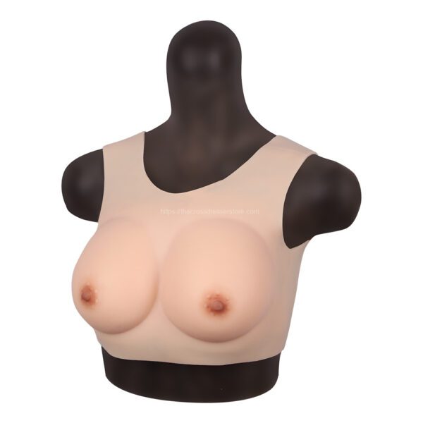 Round Neck Silicone Breast Forms Hollow Back Crossdresser Boobs B Cup (Thin) (9)