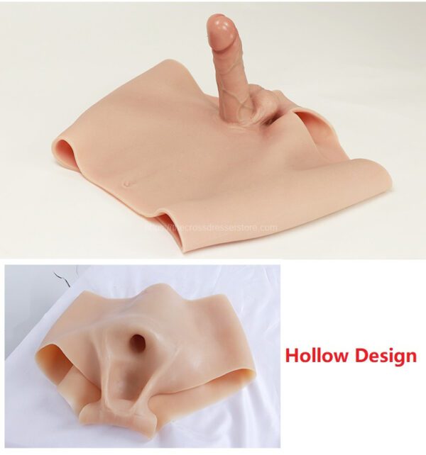 Silicone Dildo Panties Boxer Quarter Length Hollow for Male V4 13cm 14cm 15cm 20cm - Hollow Design